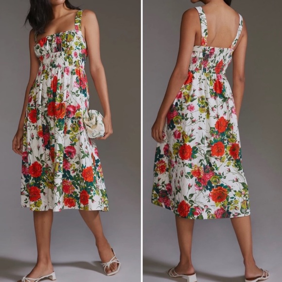 Anthropologie Dresses & Skirts - Anthropologie Corset Floral Midi Dress size 8 NWT